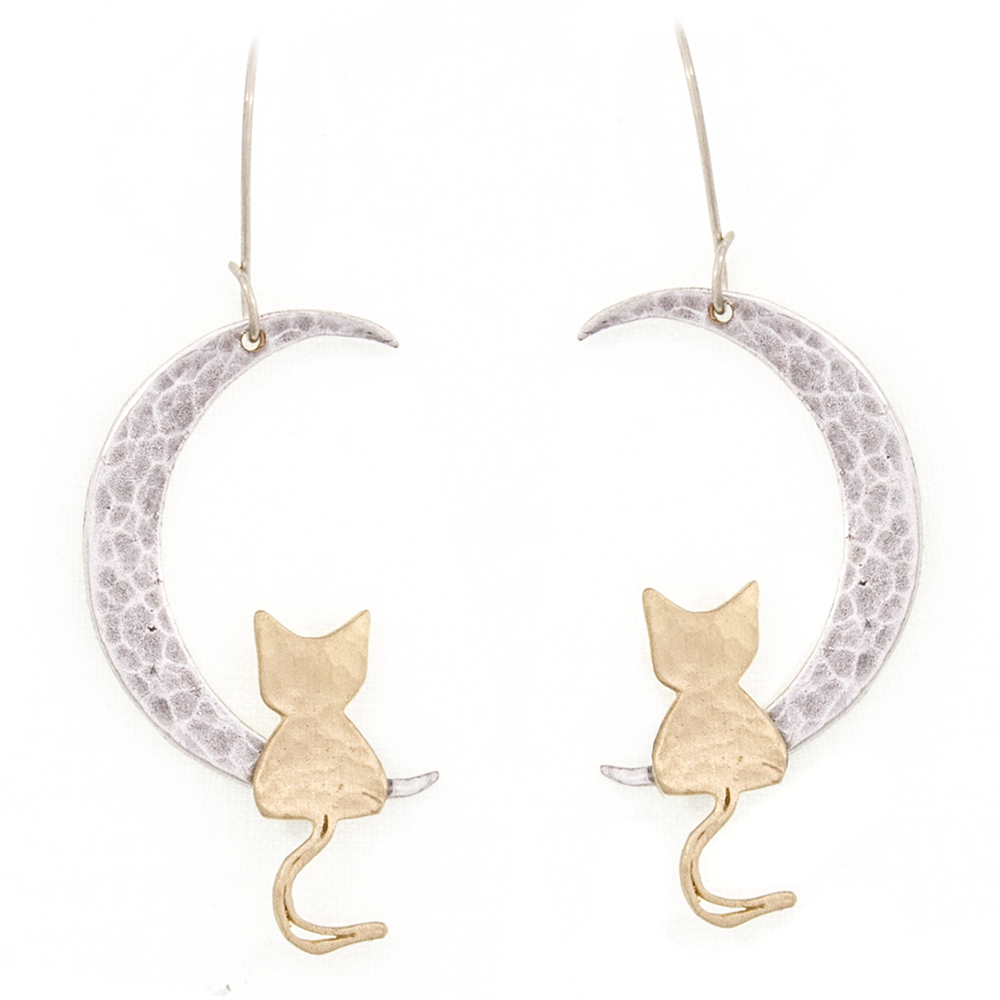 Σκουλαρίκια με Γάτα & Φεγγάρι