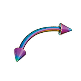 Piercing μπανάνα 1.2 mm Rainbow με κώνους