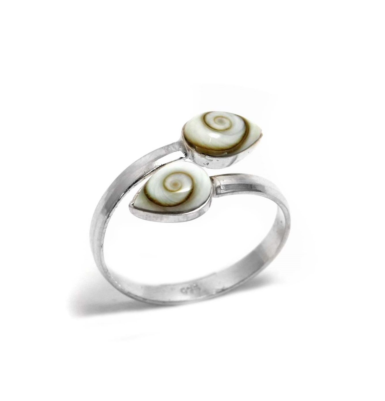 Δαχτυλίδι Ασημένιο με Μάτι της Θάλασσας Δάκρυ Διπλό