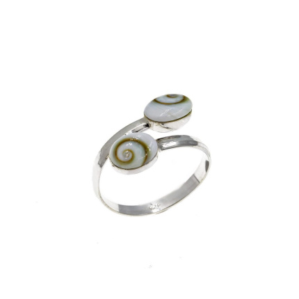 Δαχτυλίδι Ασημένιο Διπλό με Οβάλ Μάτι της Θάλασσας