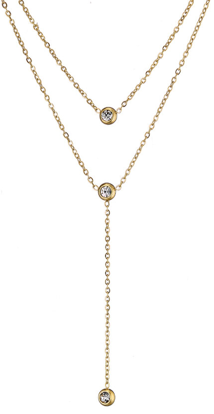 Διπλό Κολιέ Επίχρυσο με Ζιργκόν