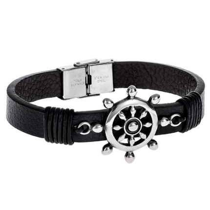 Βραχιόλι  Men's Steel Leather Strap