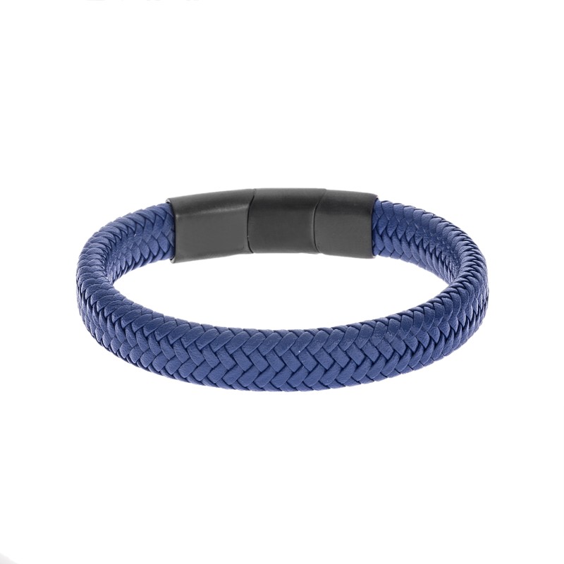 Βραχιόλι  Men's Stainless Steel – Blue Leather Strap