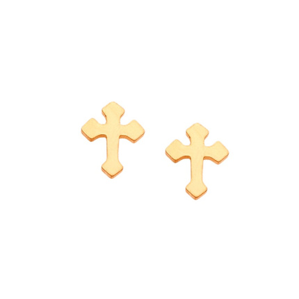 Σκουλαρίκια  Gold Plated Steel με σταυρό