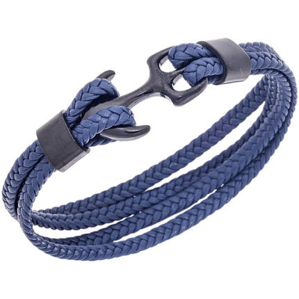 Βραχιόλι  Men's Steel Blue Leather Strap