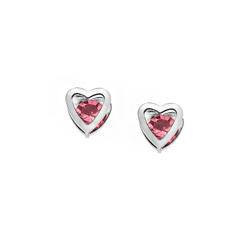 Σκουλαρίκια Γυναικεία  Steel με ροζ καρδιά