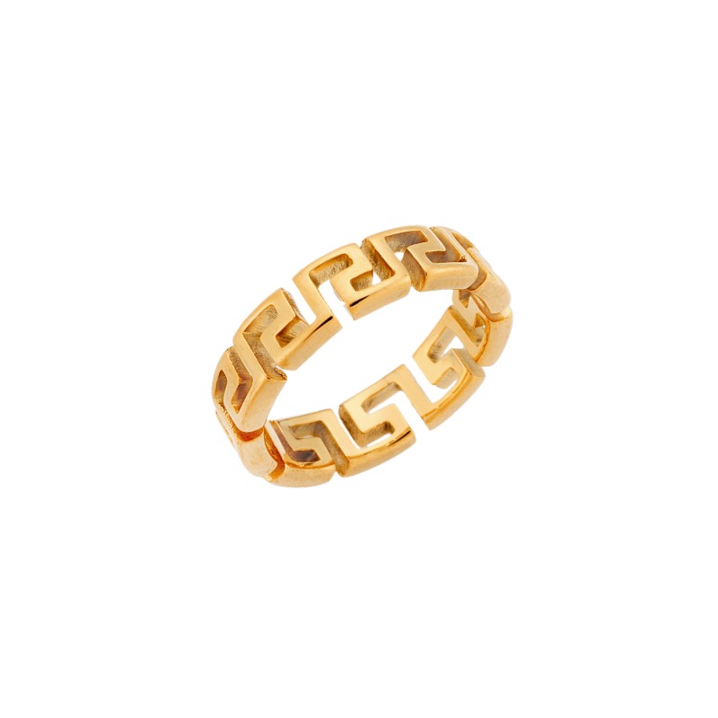 Δαχτυλίδι  Unisex Gold Plated Steel, με μαίανδρο
