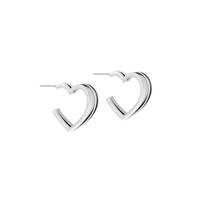 Σκουλαρίκια Γυναικεία  Κρίκοι με τριπλή καρδιά από Ατσάλι