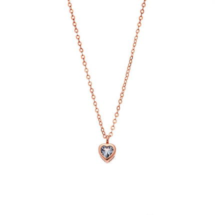 Μενταγιόν  Silver 925 Rose Gold Plated καρδιά με aquamarine ζιργκόν