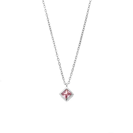 Μενταγιόν  Silver 925 τετράγωνο με ροζ Πέτρα