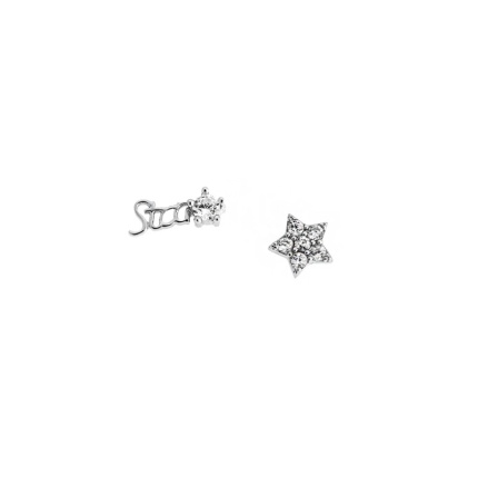 Σκουλαρίκια Γυναικεία  ασήμι 925, αστεράκια με λευκά ζιργκόν