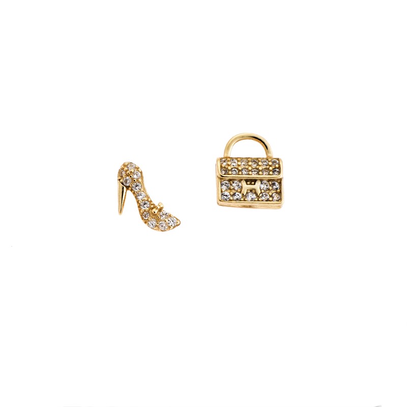 Σκουλαρίκια Γυναικεία  επιχρυσωμένο ασήμι 925, τσάντα με τακούνι