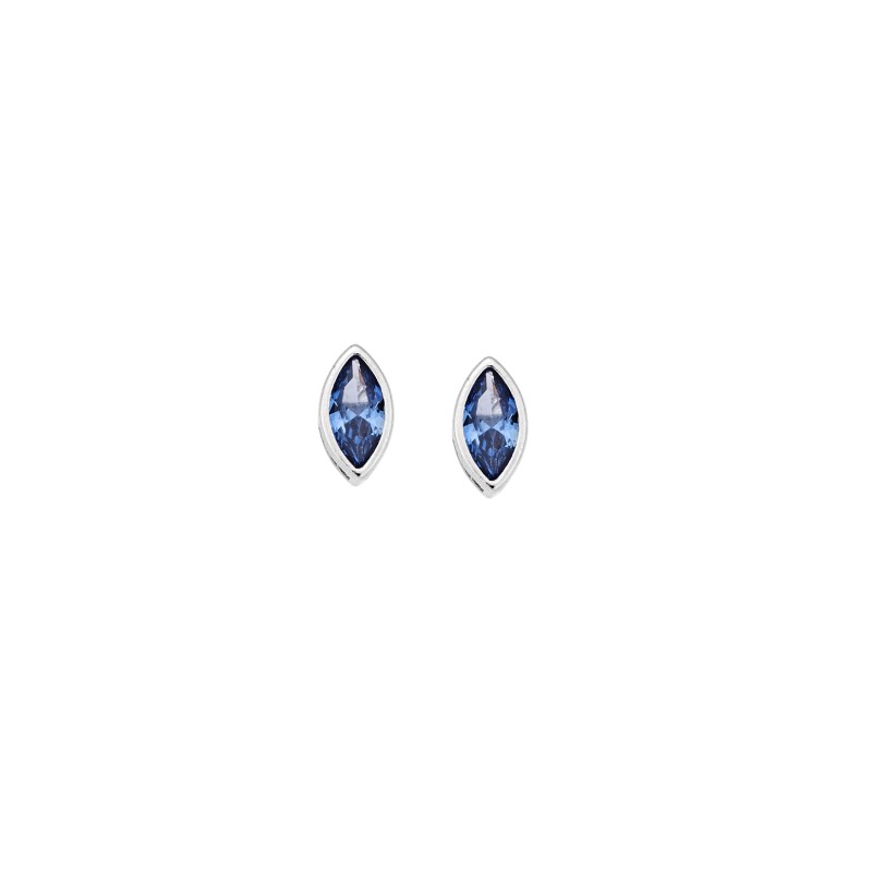 Σκουλαρίκια  ασήμι 925, φύλλο με γαλάζιο ζιργκόν