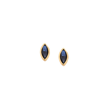 Σκουλαρίκια  κίτρινο επιχρυσωμένο ασήμι 925, φύλλο με μπλε ζιργκόν
