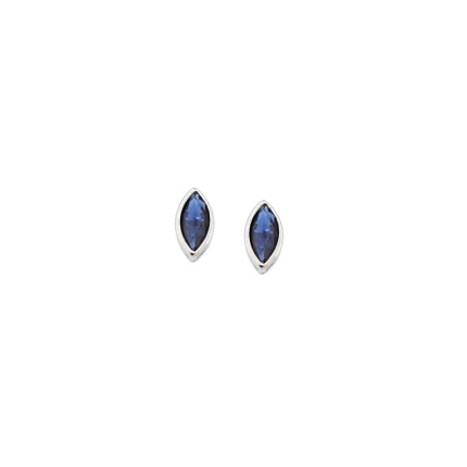 Σκουλαρίκια  ασήμι 925, φύλλο με μπλε ζιργκόν