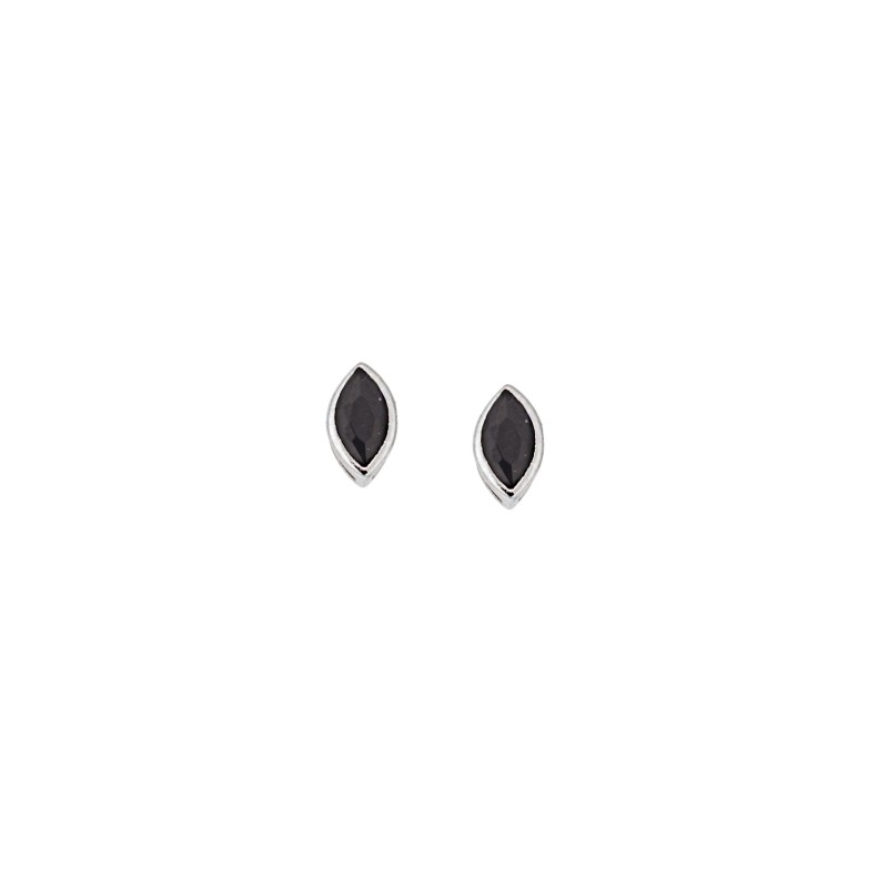 Σκουλαρίκια  ασήμι 925, φύλλο με μαύρο ζιργκόν