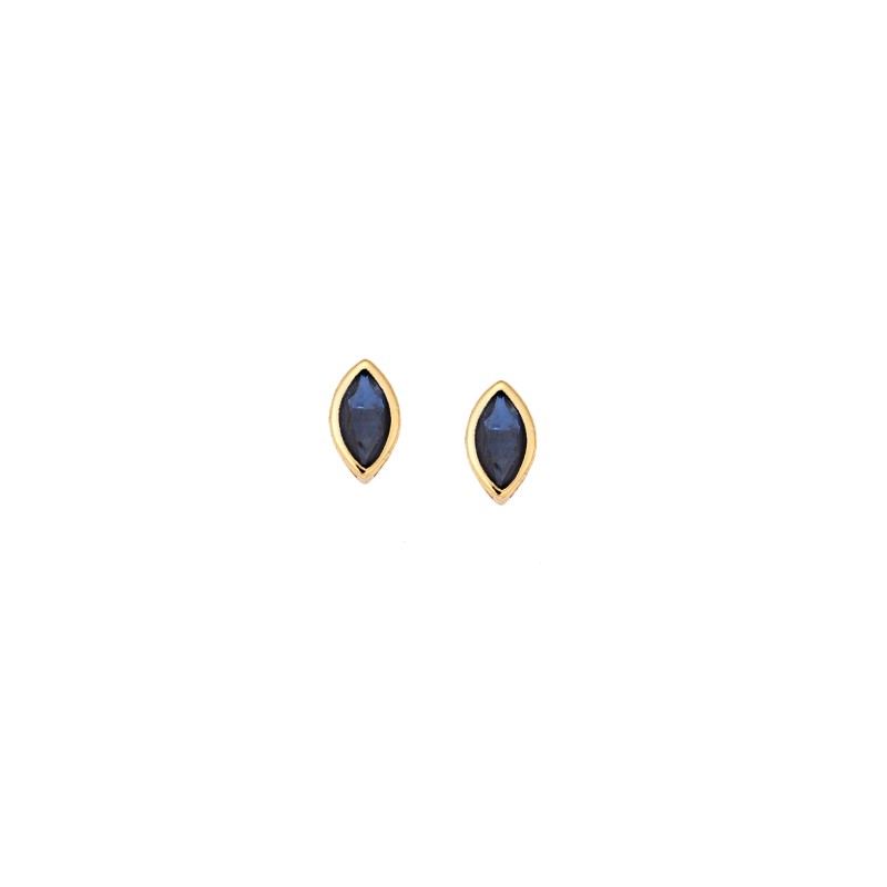 Σκουλαρίκια  κίτρινο επιχρυσωμένο ασήμι 925, φύλλο με μπλε ζιργκόν