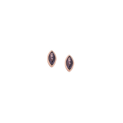 Σκουλαρίκια  ροζ επιχρυσωμένο ασήμι 925, φύλλο με μωβ ζιργκόν
