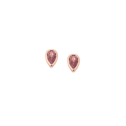Σκουλαρίκια  ροζ επιχρυσωμένο ασήμι 925, δάκρυ με ροζ ζιργκόν