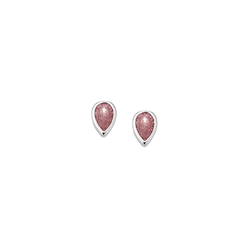 Σκουλαρίκια  ασήμι 925, δάκρυ με ροζ ζιργκόν