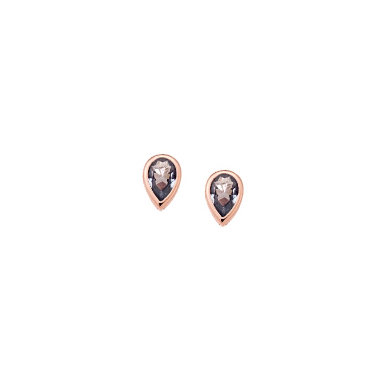 Σκουλαρίκια  ροζ επιχρυσωμένο ασήμι 925, δάκρυ με aquamarine ζιργκόν