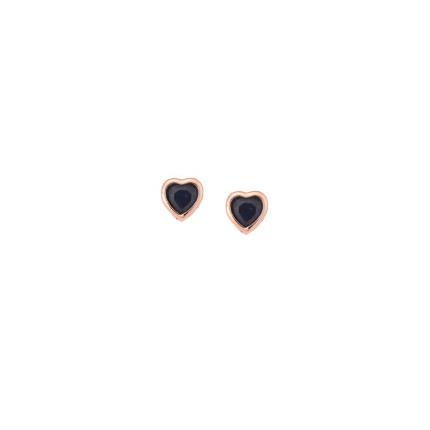 Σκουλαρίκια  ροζ επιχρυσωμένο ασήμι 925, καρδιά με μπλε ζιργκόν