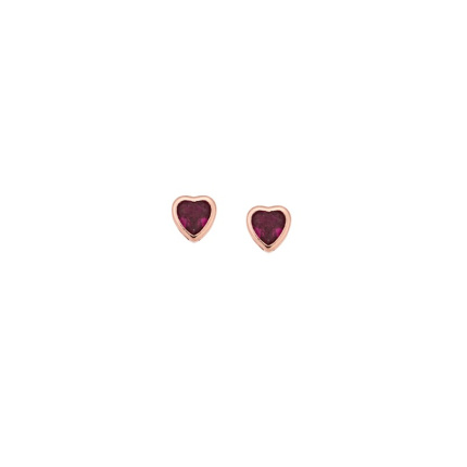Σκουλαρίκια  ροζ επιχρυσωμένο ασήμι 925, καρδιά με φούξια ζιργκόν