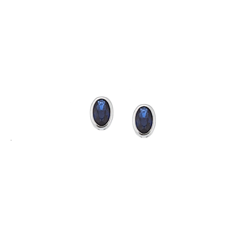 Σκουλαρίκια  ασήμι 925, οβάλ με μπλε ζιργκόν