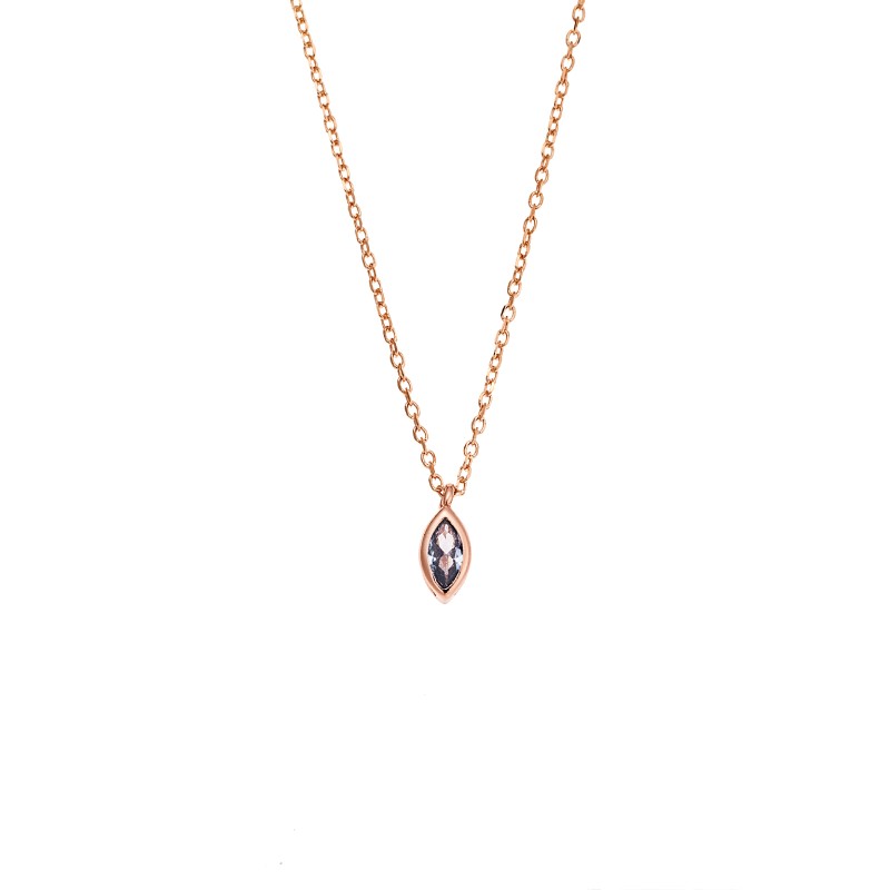 Μενταγιόν  Silver 925 Rose Gold Plated, φύλλο με aquamarine ζιργκόν