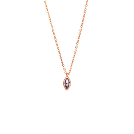 Μενταγιόν  Silver 925 Rose Gold Plated, φύλλο με aquamarine ζιργκόν