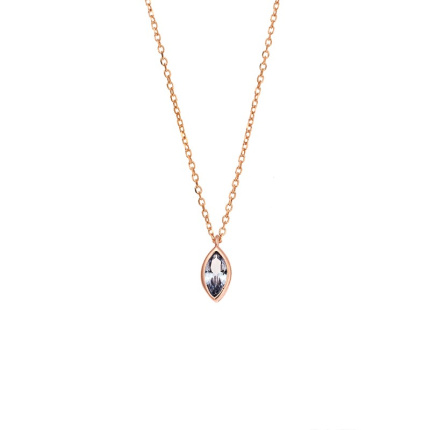 Μενταγιόν  Silver 925 Rose Gold Plated, φύλλο με aquamarine ζιργκόν