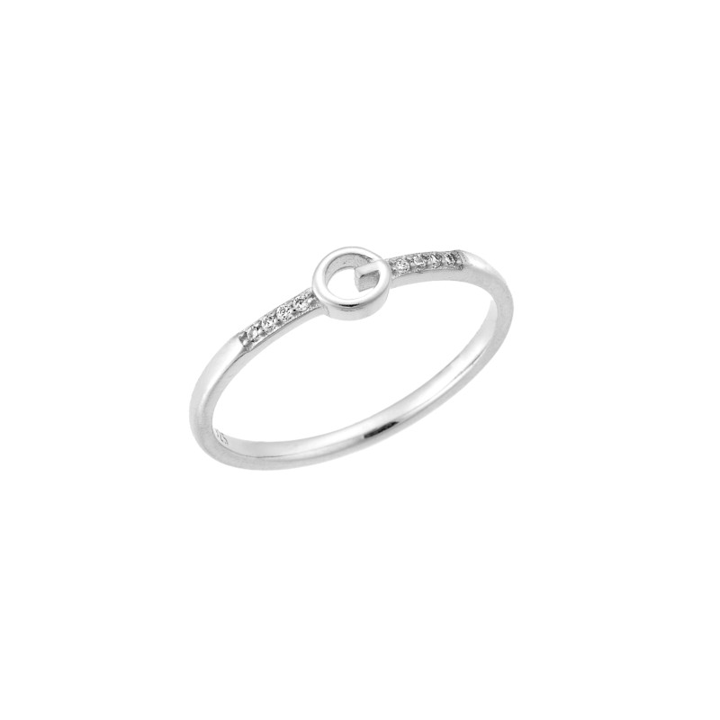 Δαχτυλίδι  ασήμι 925, βεράκι με κύκλο και λευκά ζιργκόν
