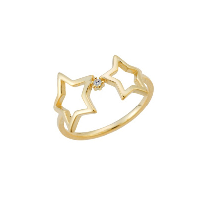 Δαχτυλίδι  επιχρυσωμένο ασήμι 925, βεράκι αστέρια με λευκό ζιργκόν