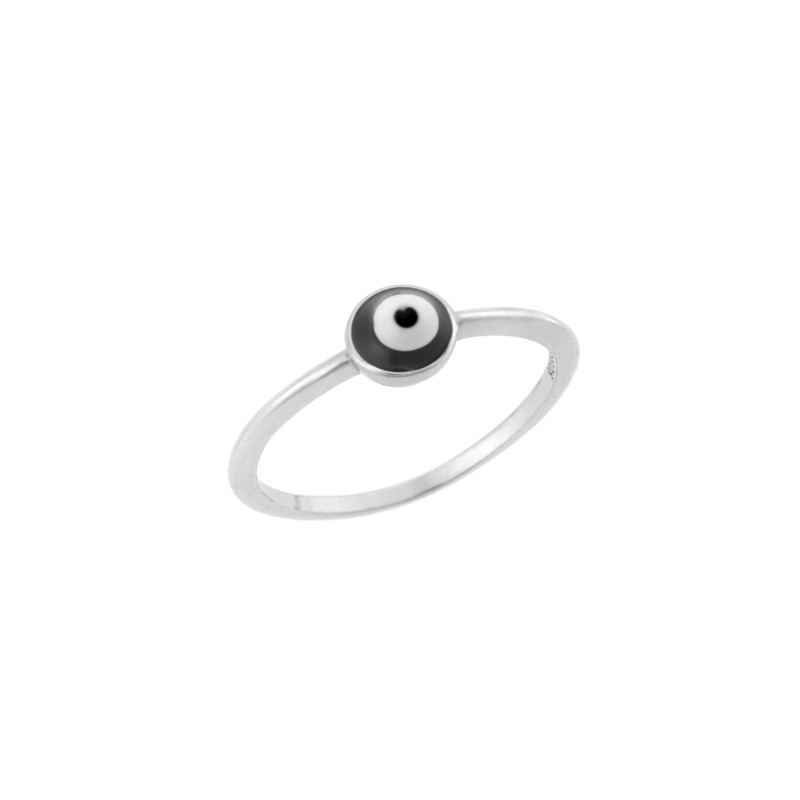 Δαχτυλίδι  ασήμι 925, μπλε μάτι στρογγυλό με σμάλτο