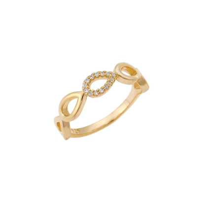 Δαχτυλίδι  κίτρινο επιχρυσωμένο ασήμι 925, βεράκι με λευκά ζιργκόν