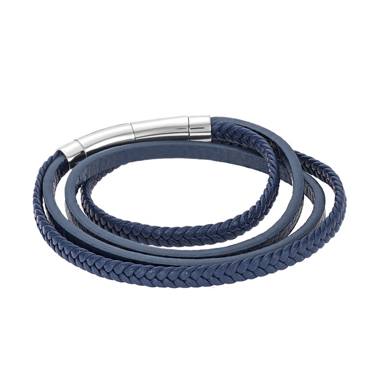 Βραχιόλι  Men's Steel Blue Leather Strap