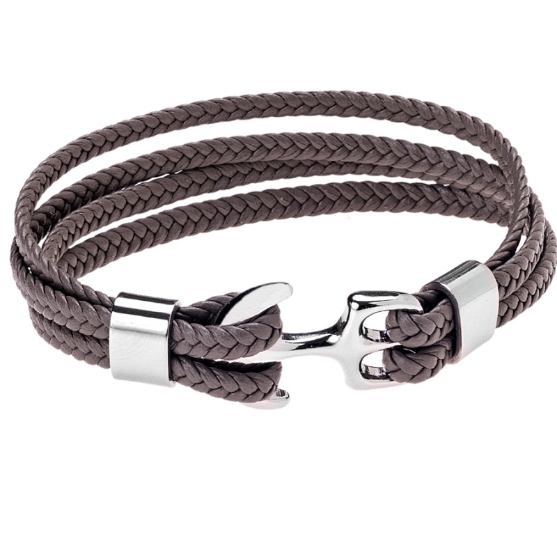 Βραχιόλι  Men's Steel Brown Leather Strap