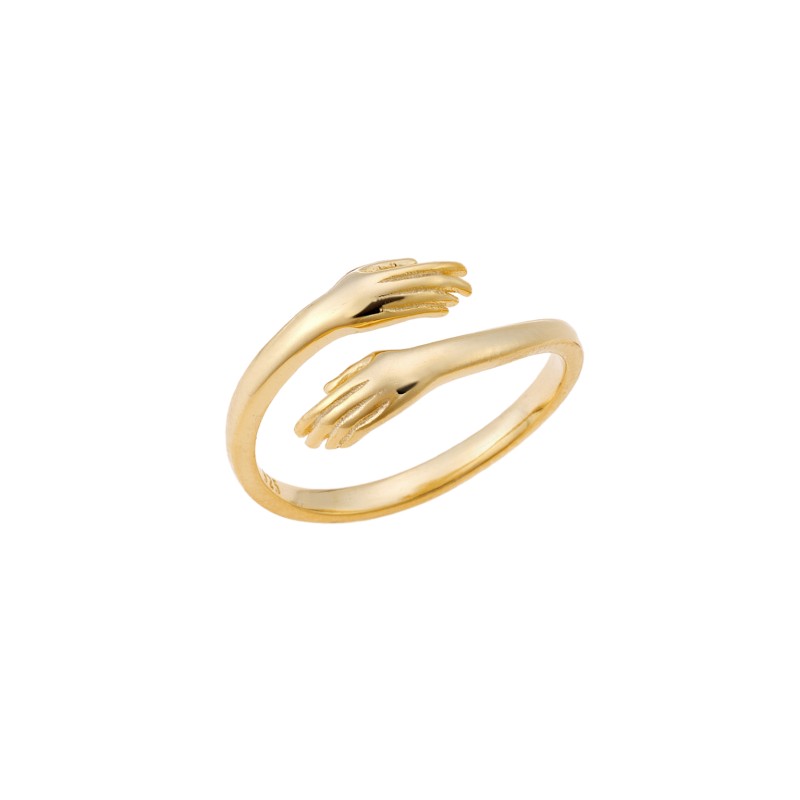 Δαχτυλίδι  κίτρινο επιχρυσωμένο ασήμι 925, χεράκια